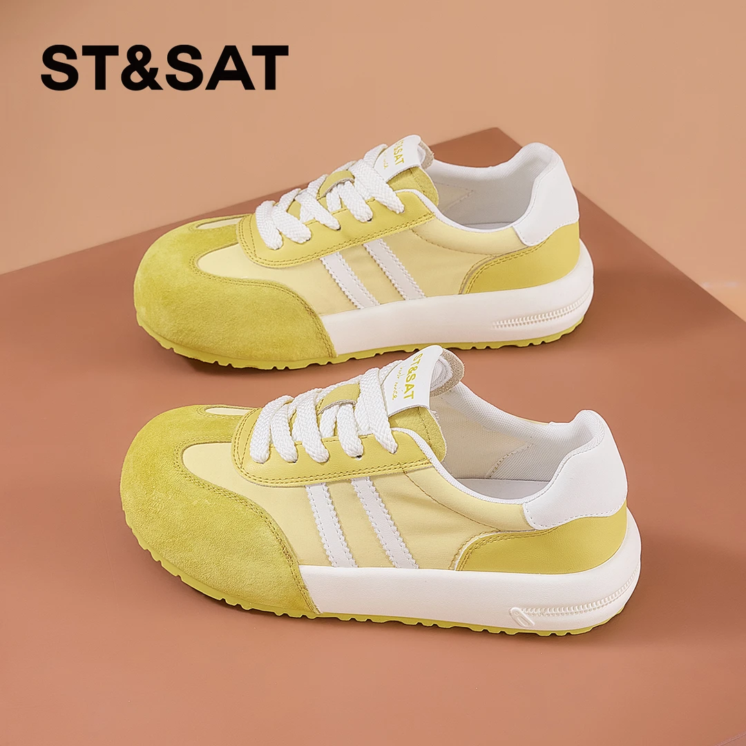 星期六厚底德训女鞋轻奢鞋子女款爆款2025新款多巴胺百搭休闲板鞋