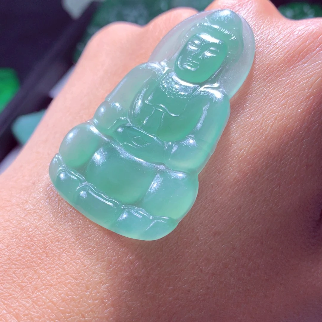 定制翡翠未镶嵌天然翡翠A货毛货挂件