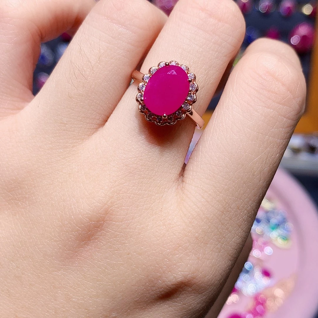 红宝石银S925镶嵌戒指