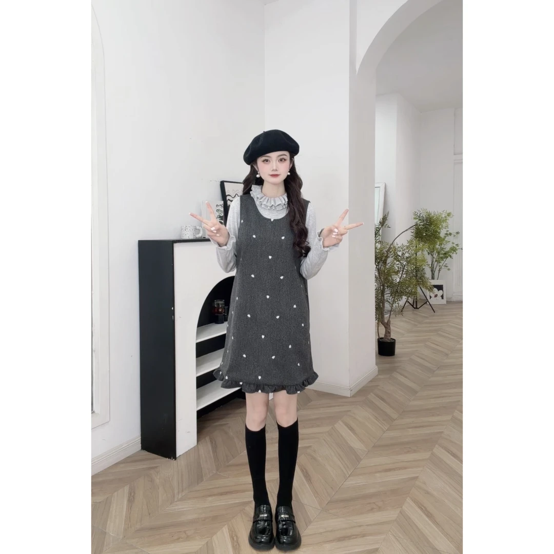 IEF/爱依服2025新款冬季法式甜美爱心木耳边设计感时尚减龄套装