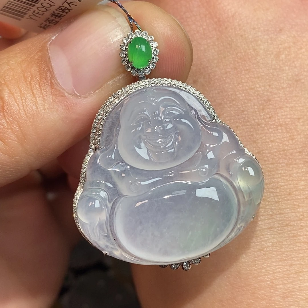 翡翠颈饰18K金镶嵌佛公