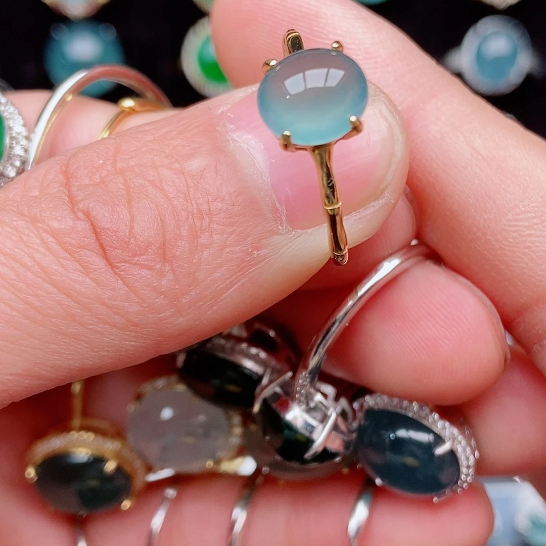 翡翠戒指银S925镶嵌「**」095465752