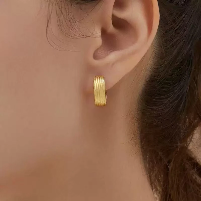 非金属珐琅耳饰 【梦雅专柜】复古轻奢系列条纹贝母耳环百搭ins设计