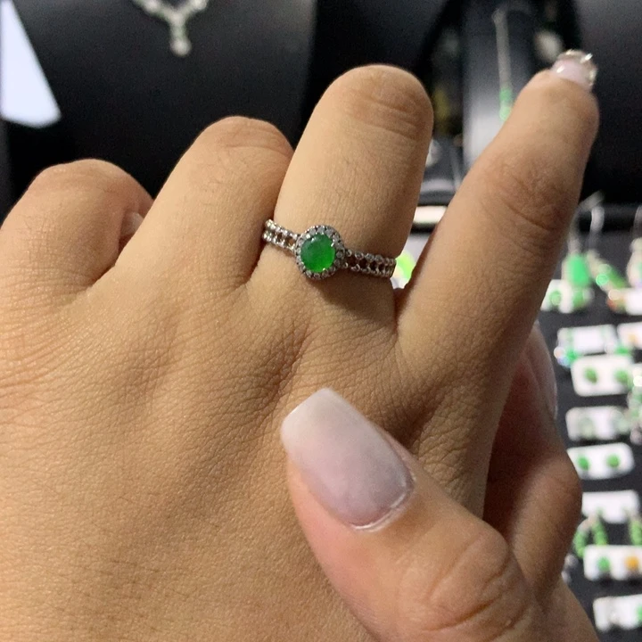 翡翠银S925镶嵌戒指