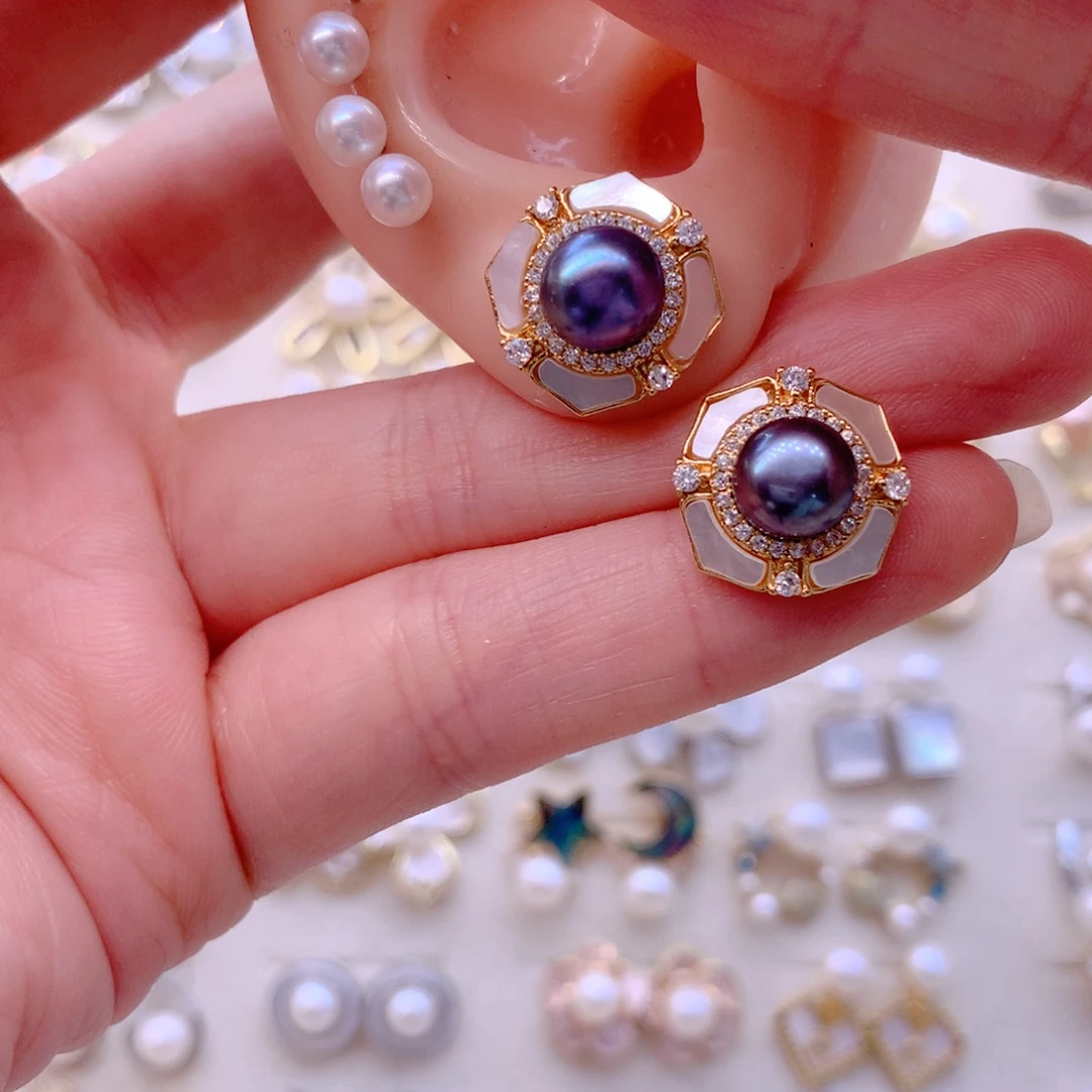 合金淡水珍珠耳饰