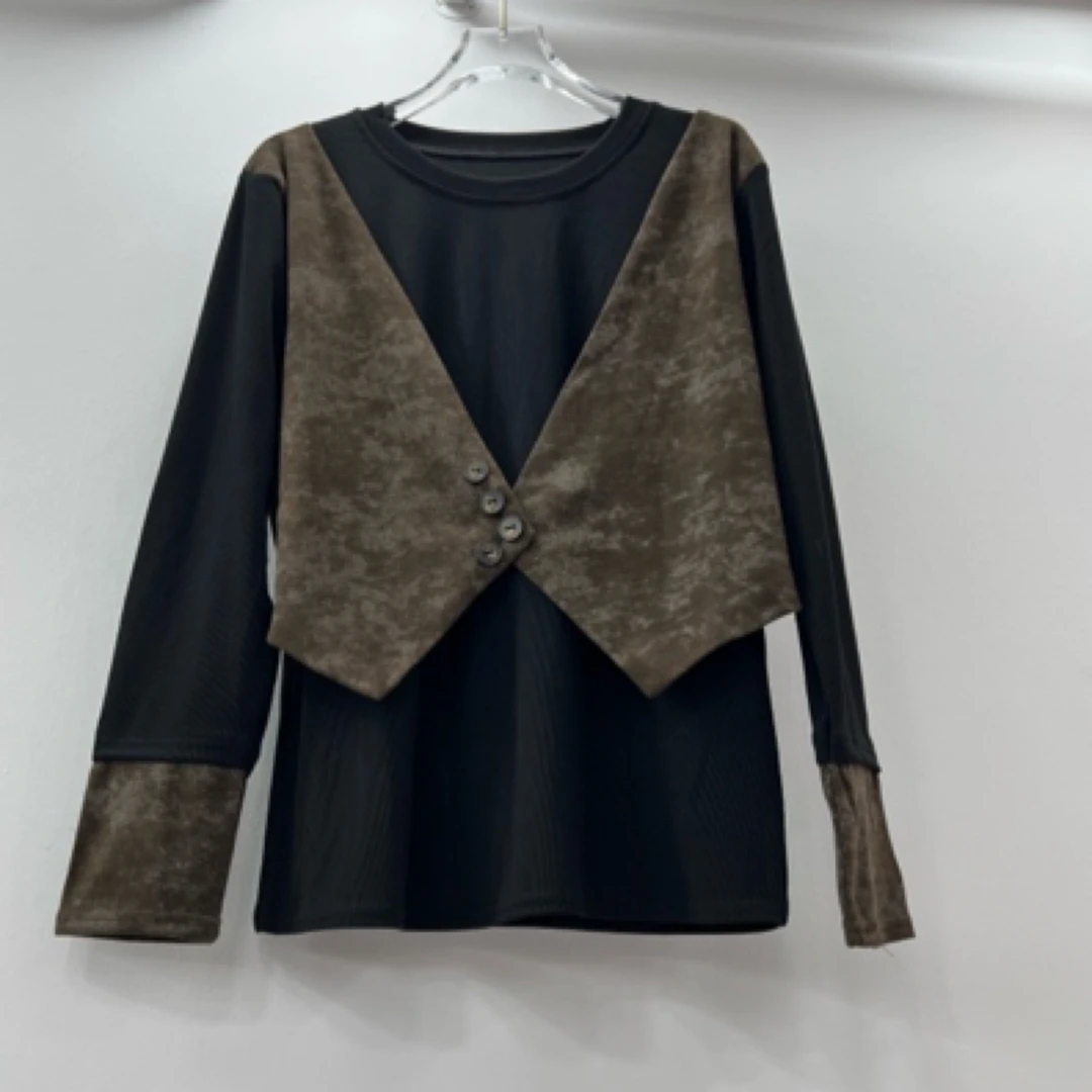 2362款拼接假两件打底