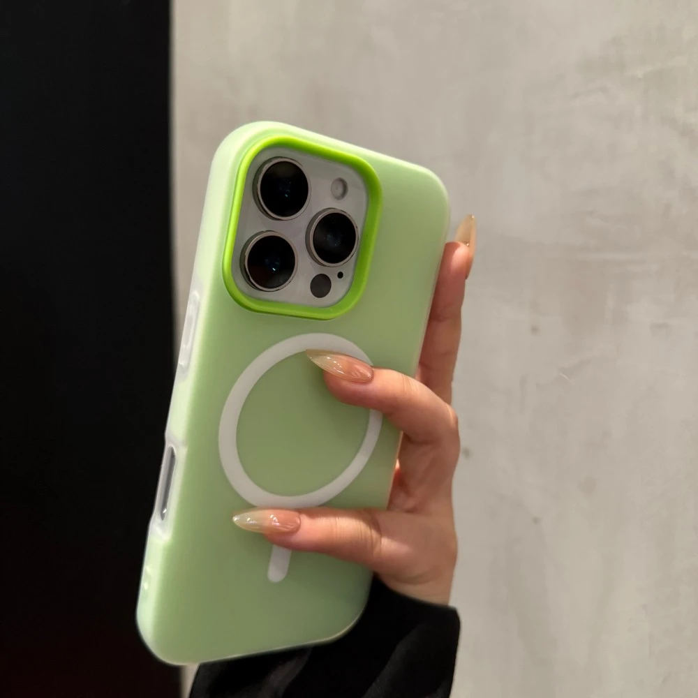简约果冻磁吸适用苹果16promax手机壳高级感iPhone15时尚14创意13