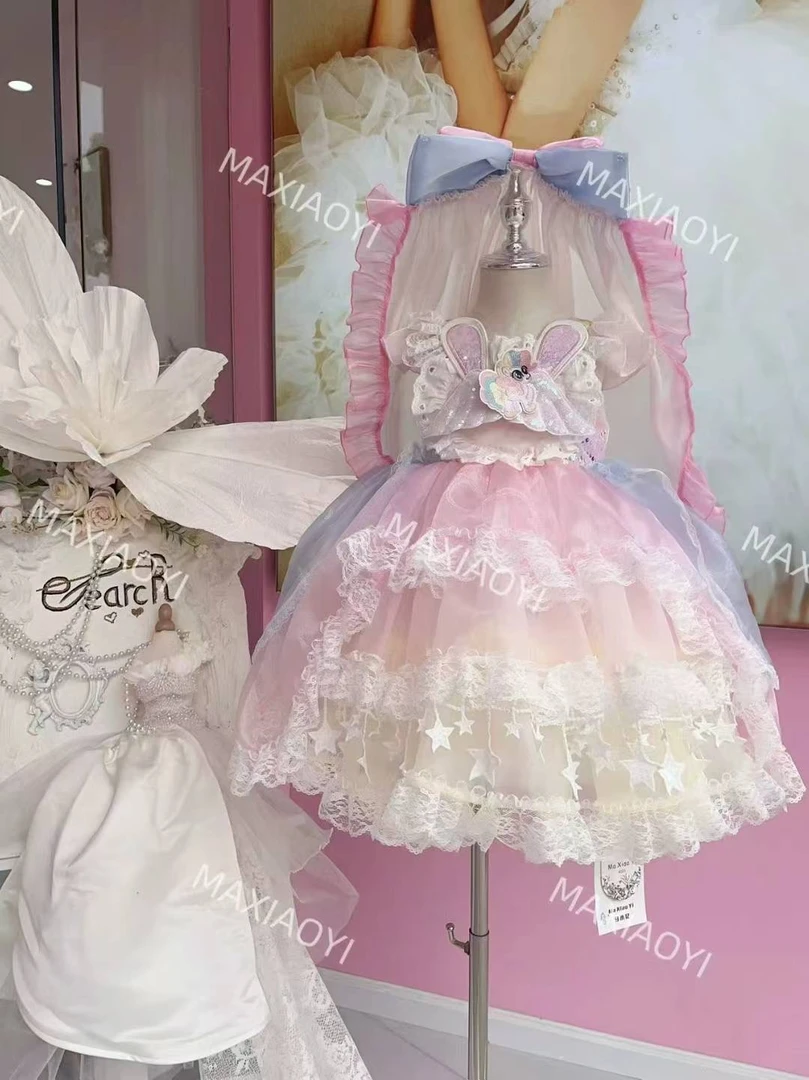 小马宝莉公主裙四季款女童萝莉塔连衣裙日常甜美蓬蓬裙儿童蕾丝