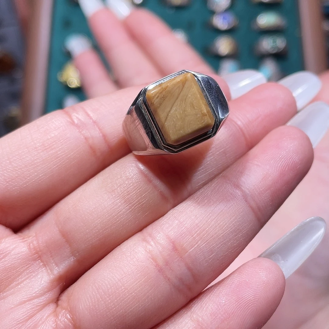 等***等琥珀银S925镶嵌戒指戒指