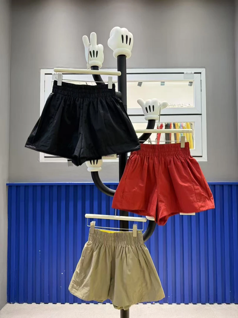 欧洲站5031#BOHAN秀秀2025夏新品米奇印图假兜阔腿休闲裤短裤欧货