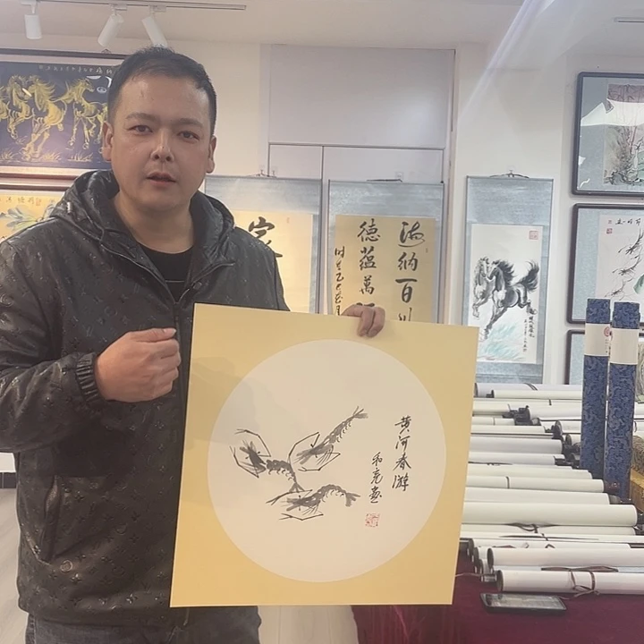 国画黄河春游手绘作品