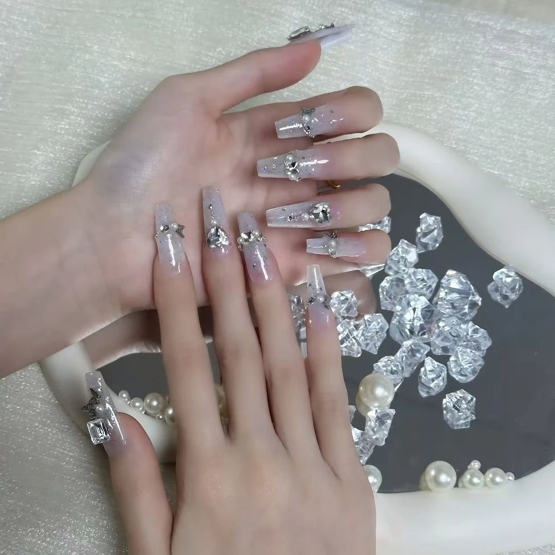 【全疆包邮022】高级纯欲纯手工穿戴甲ins风穿戴式可爱冰透高级