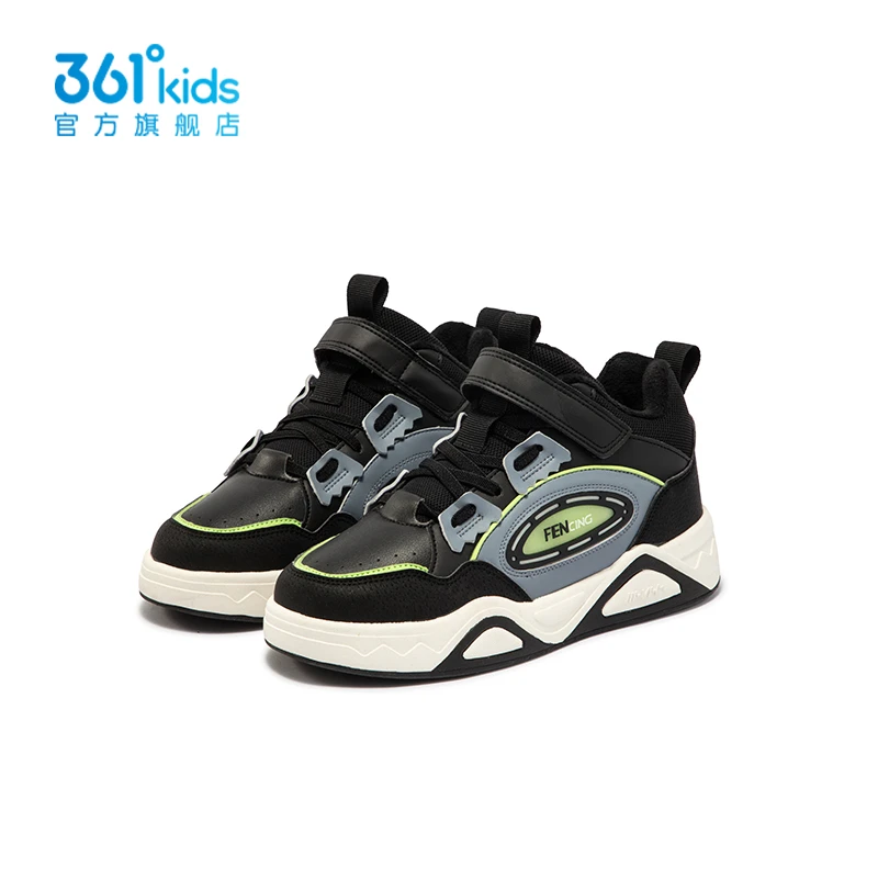 361°kids儿童棉鞋冬季皮面加绒保暖防滑男童鞋魔术贴中大童板鞋