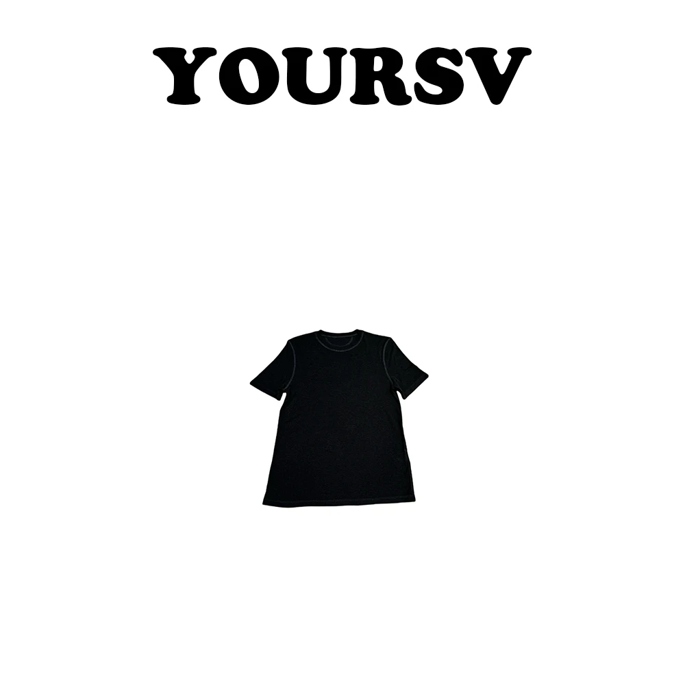 【YOURSV】「明线T恤」春夏韩版时尚短袖T恤打底纯色简约圆领薄款上衣