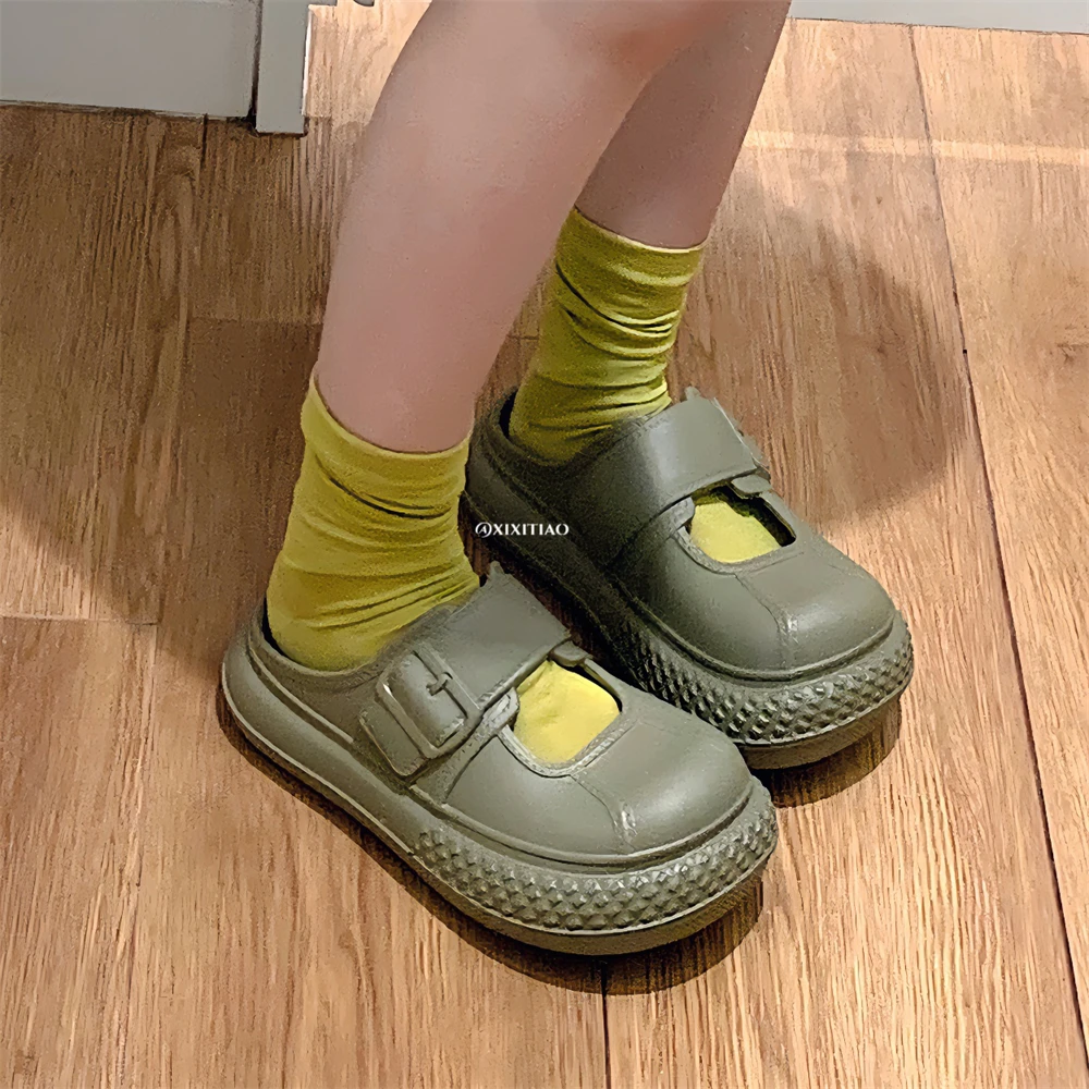 细细条 一脚蹬凉拖鞋户外穿纯色女简约玛丽珍防滑韩系夏季半拖鞋