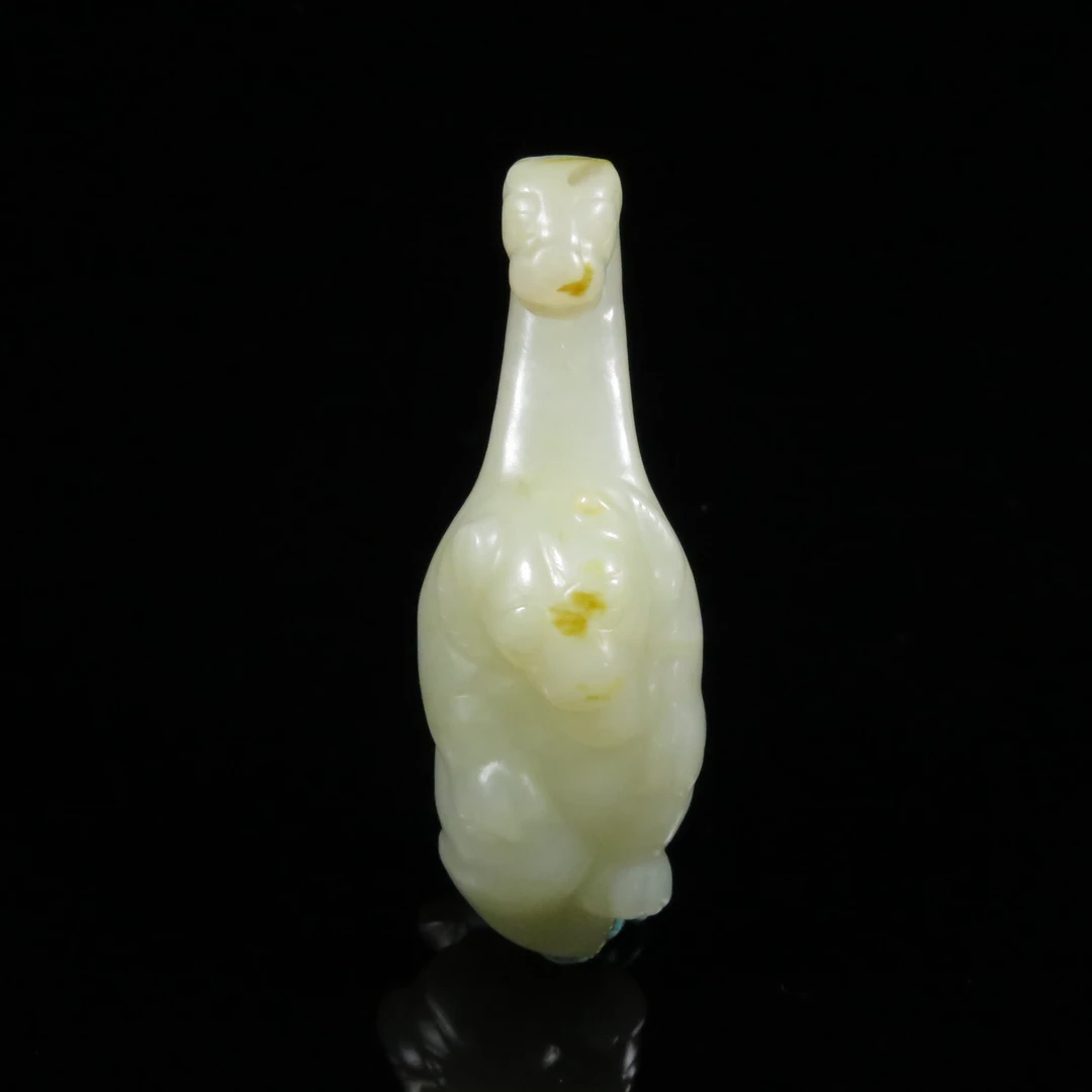 清晚龙首熊身玉带钩/HY588500/和田玉/槐荫山房
