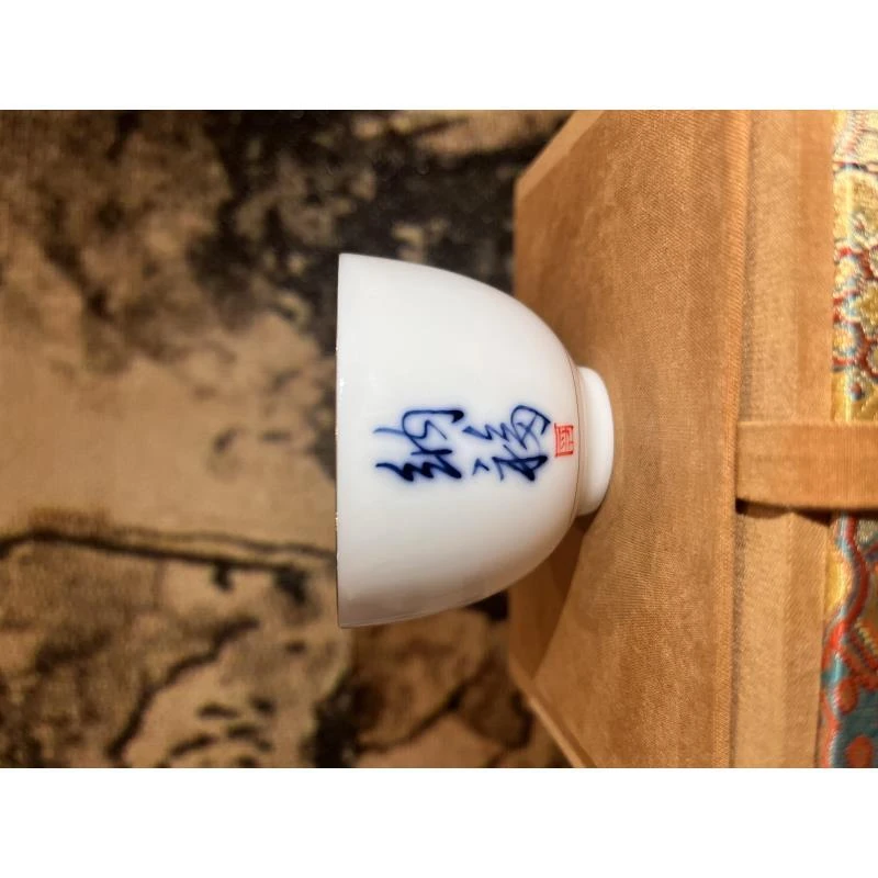 S080景德镇瓷纯手绘纳福茶杯家用功夫茶品茗杯