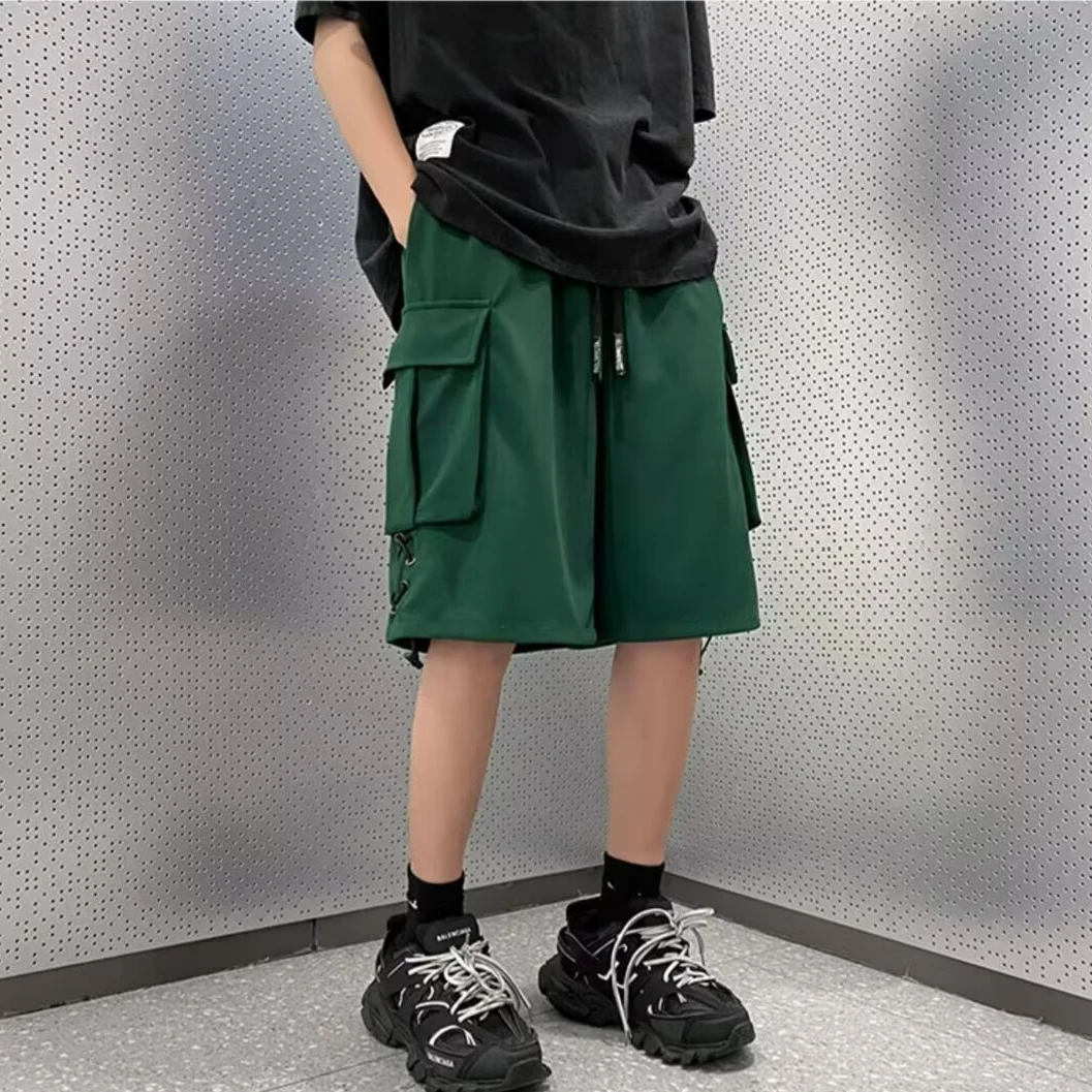 百搭潮流高街ins日系港风韩版夏季多口袋薄款工装裤男士五分休闲