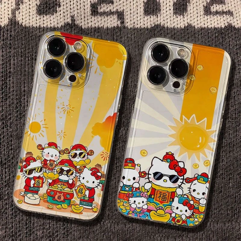 凯蒂猫发财好运太空手机壳适用于苹果16透明iphone14保护壳15