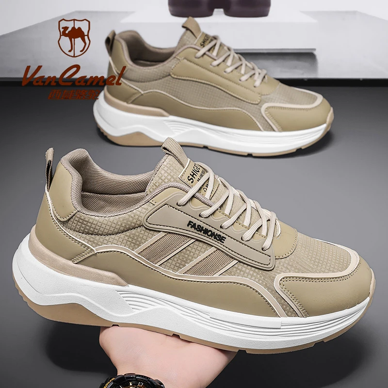 西域骆驼春季新款顶版老爹鞋男情侣款厚底增高耐磨休闲运动鞋潮鞋