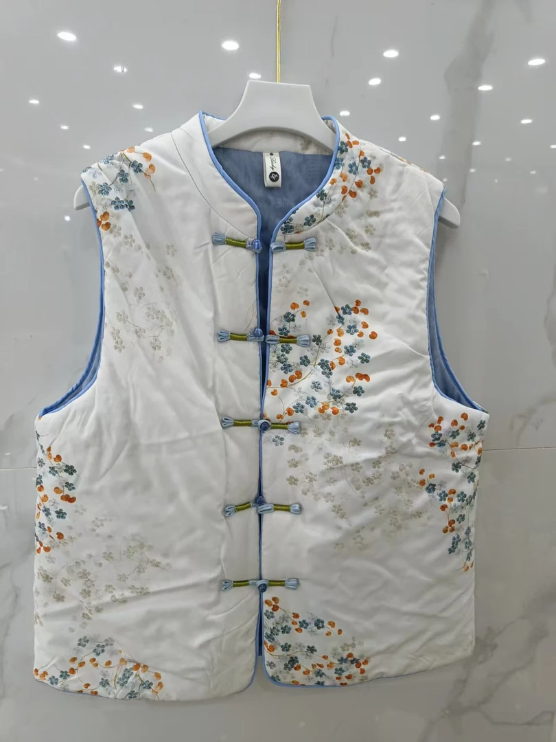 国风中式冬季印花加厚保暖马甲381-A787