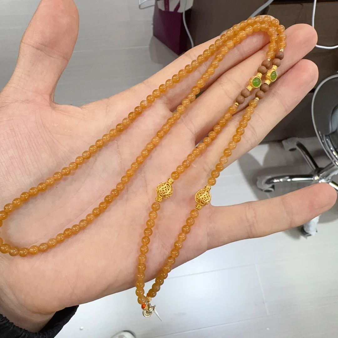 天然和田玉糖料小米珠项链多样性发其一wf