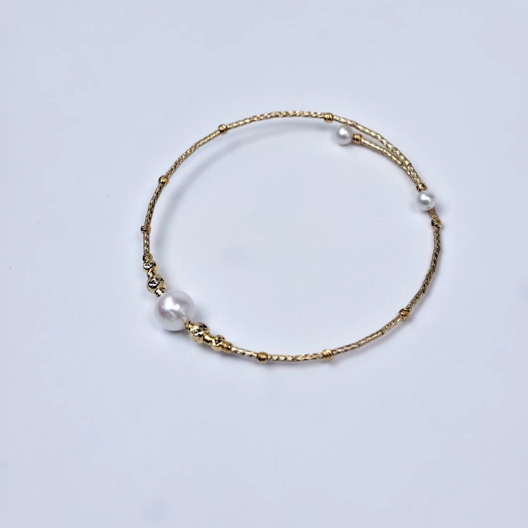 【婕妤甄选】4-8mmS925银akoya小米珍珠手镯 精致设计款