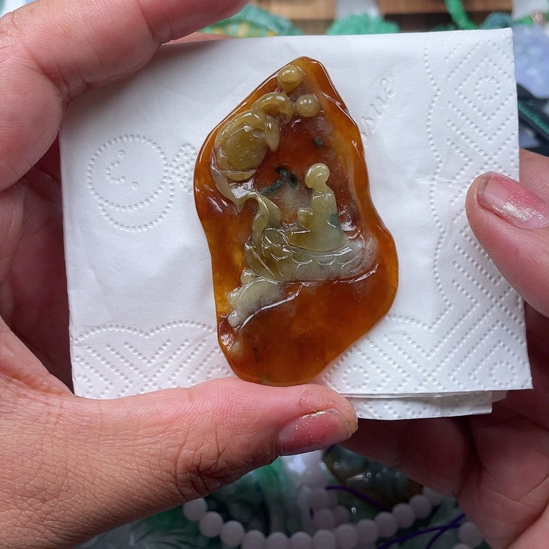 颈饰未镶嵌翡翠莲*翡玉缘翡翠