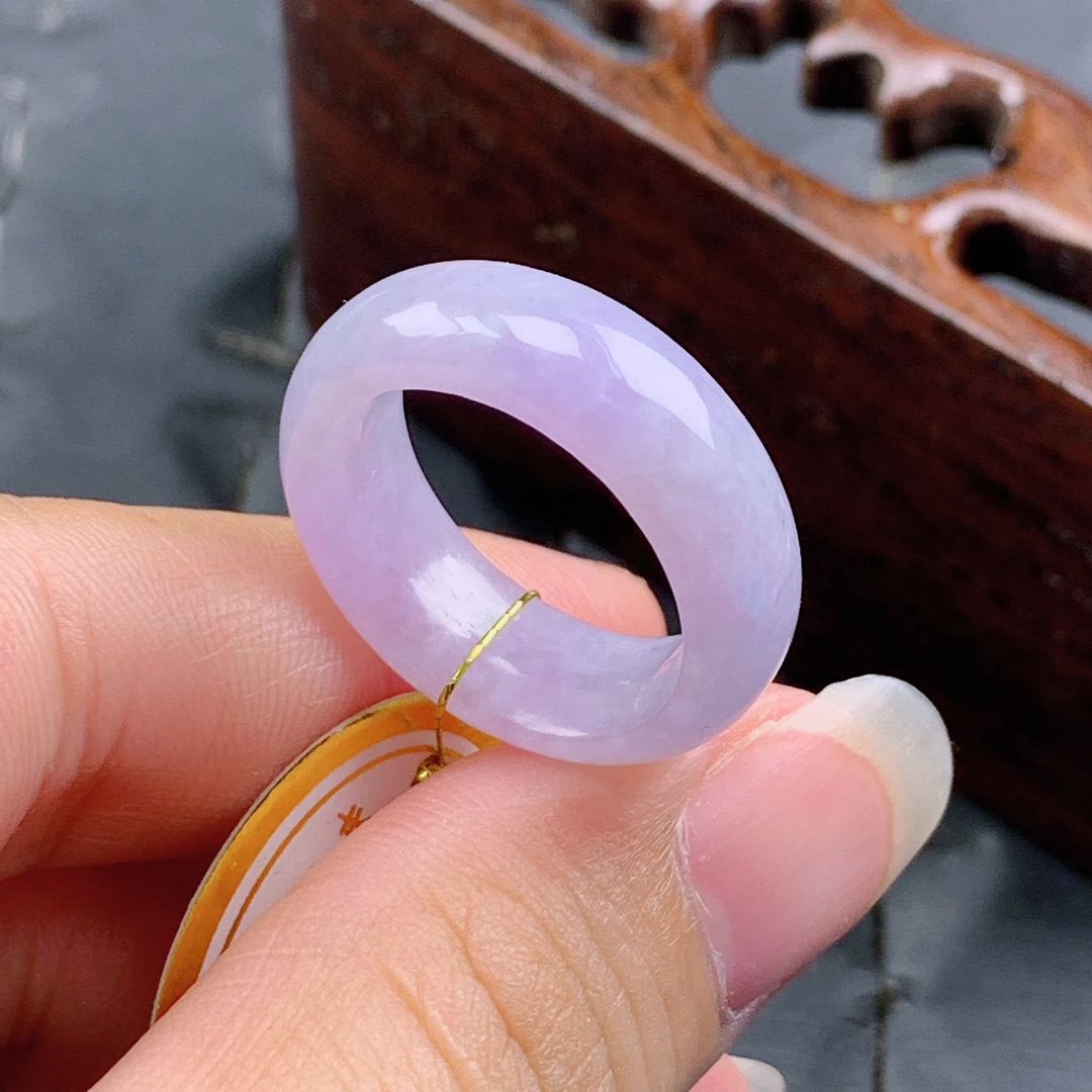 14号缅甸天然A货翡翠 T837 内径17.2/7.2/3.8mm 紫罗兰戒指