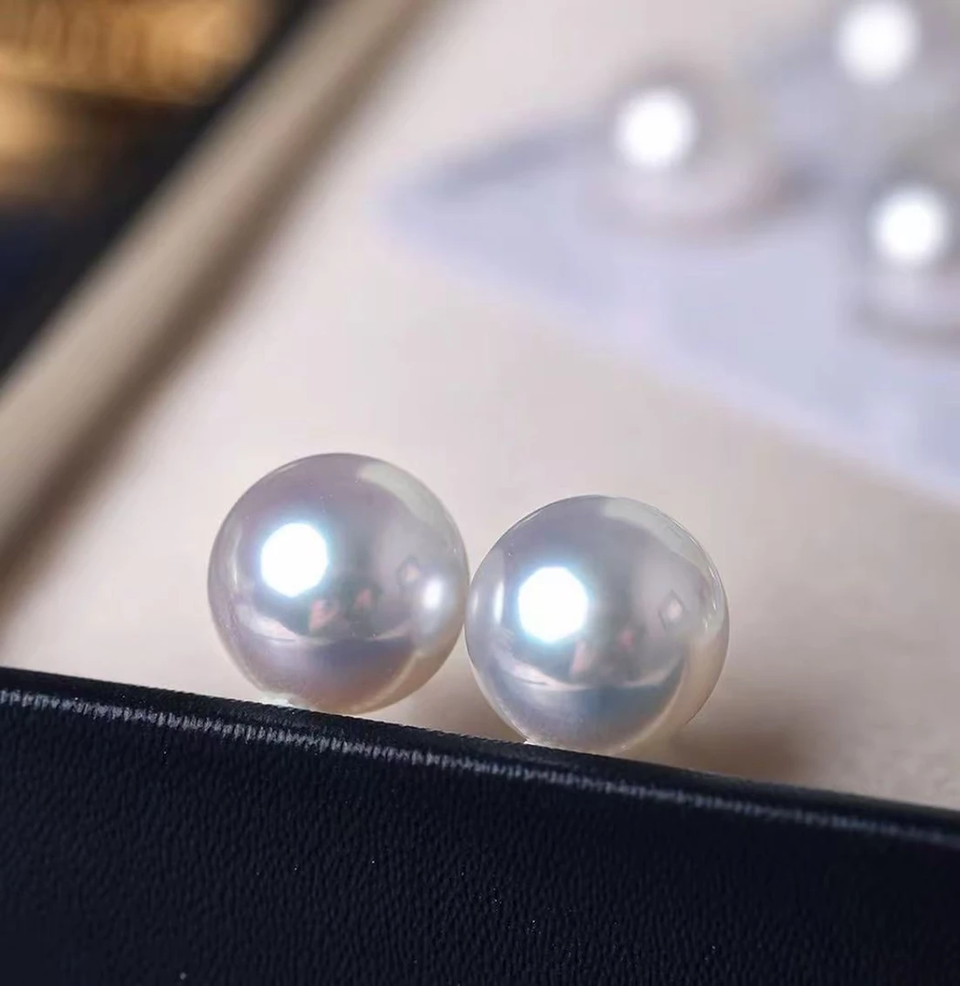 【冰哥推荐】天然珍珠经典百搭12-13mm左右耳钉正圆 多样性发一