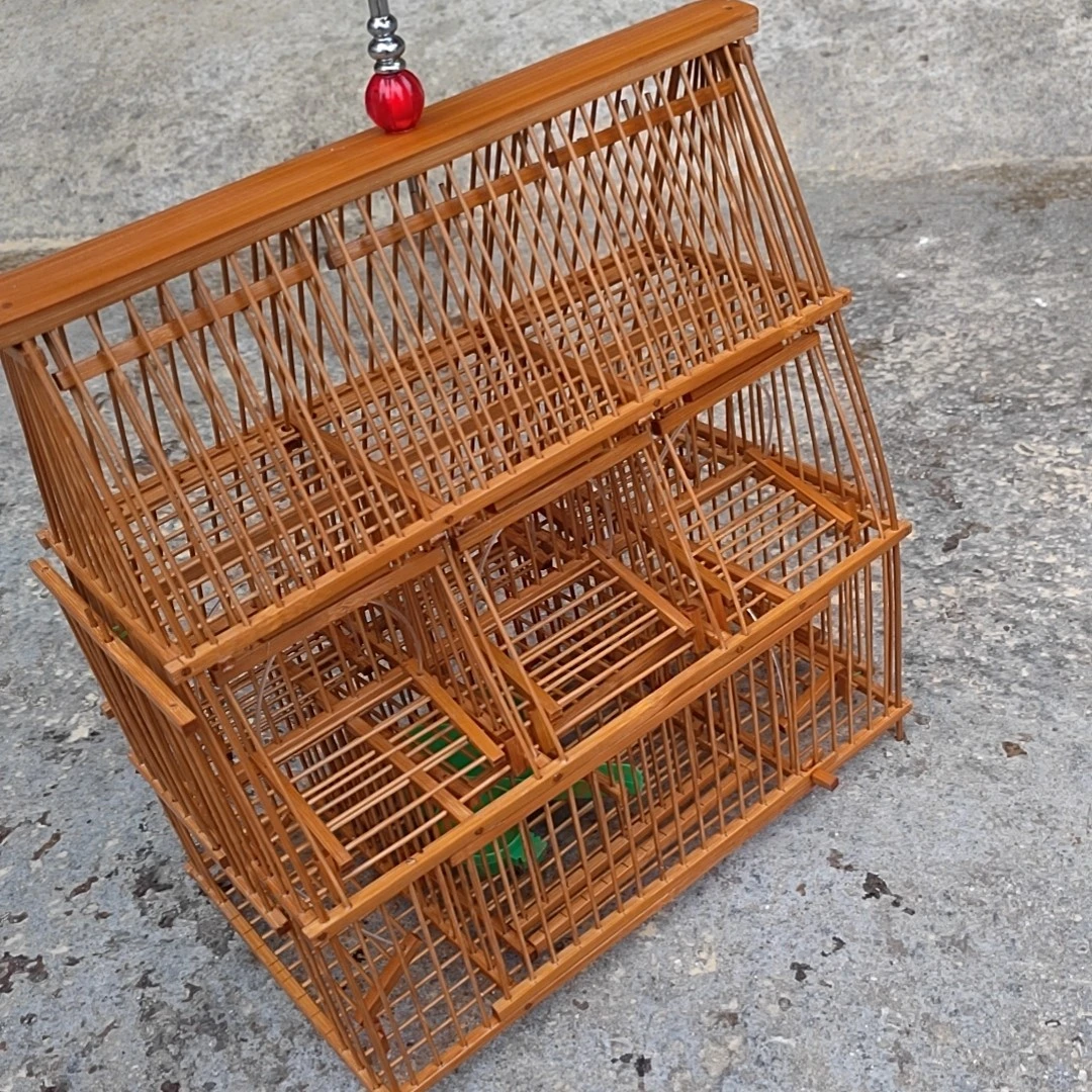 竹制三角八门黄豆鸟绣眼贝子上山专用手工鸟笼