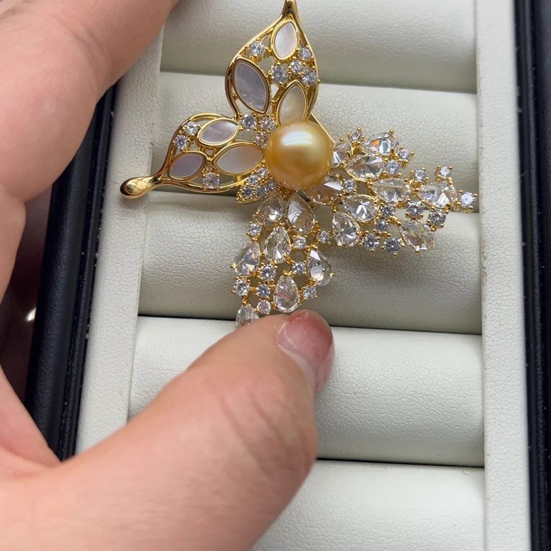 胸针海水珍珠合金