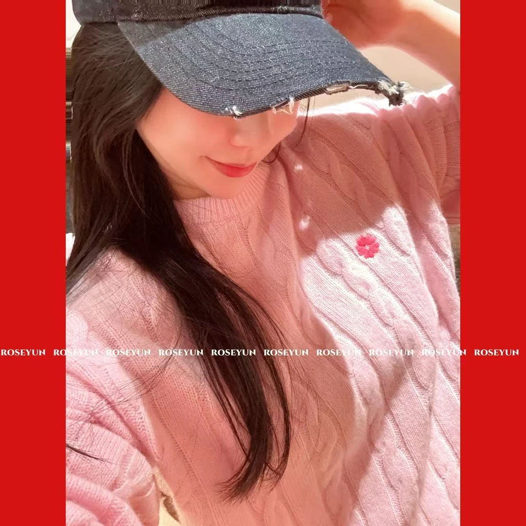 【Rose Yun】花朵刺绣绞花绵羊毛&兔毛针织套头毛衣  JY125050