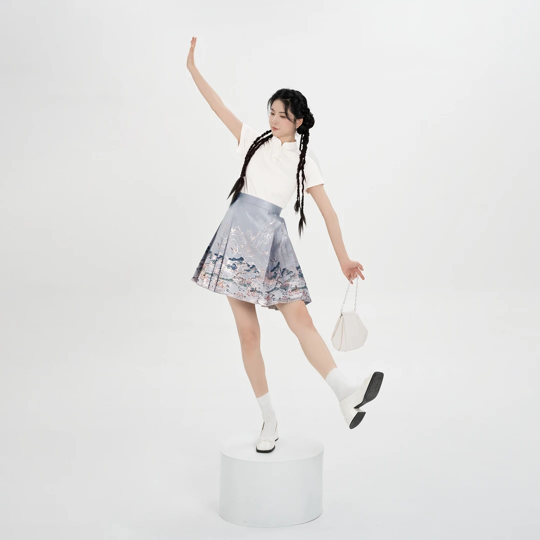 织造司[一鹿莲生]原创改良短款妆花织金马面裙女a字裙半身裙套装