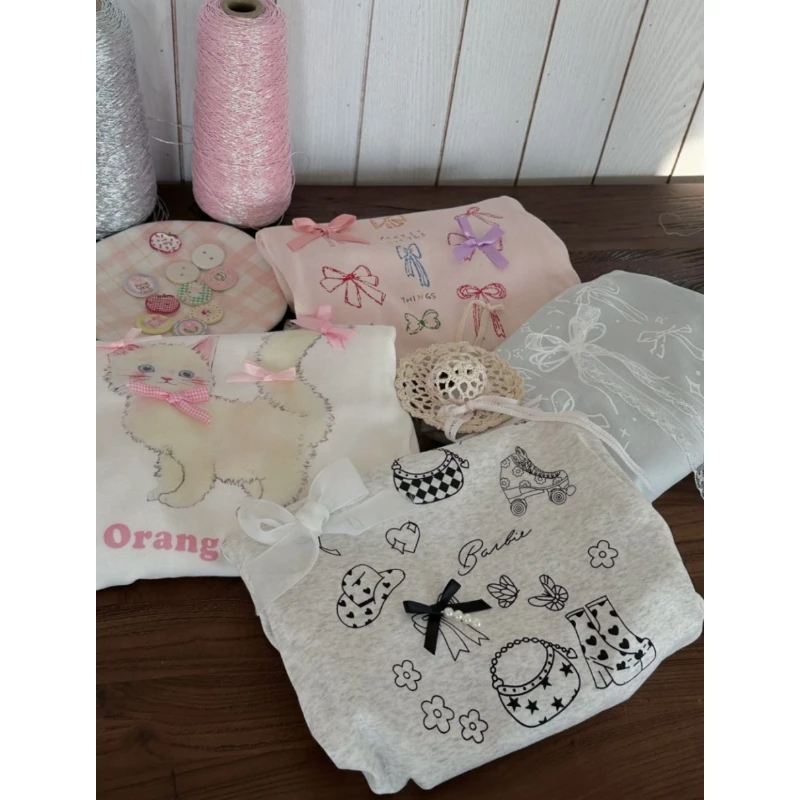 【橘子家】女童长袖打底衫2025春季新款儿童蝴蝶结上衣HS61169