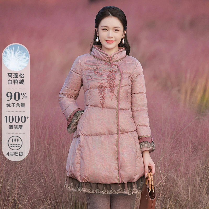 烟花烫复古刺绣气质显瘦羽绒服女冬季新款小个子保暖外套 宁宇