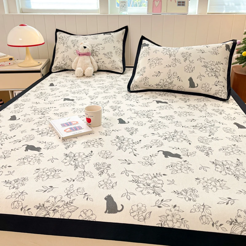 A类冰丝凉席三件套冰藤席2025新款夏季可机洗学生宿舍空调软席子1