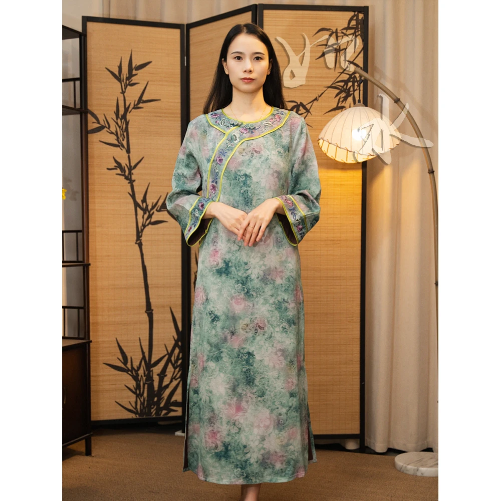 【如-水】新中式国风夏季圆领女装连衣裙