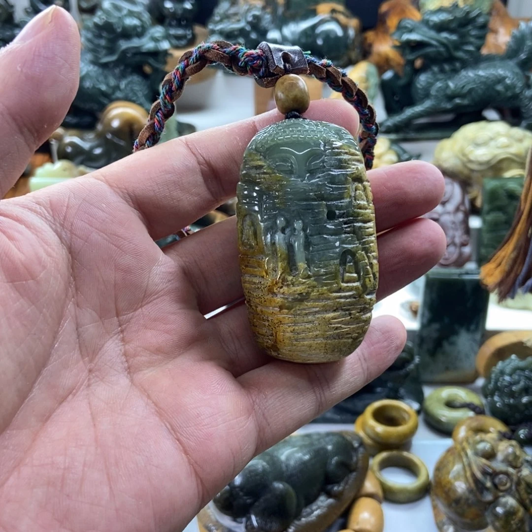 身***！岫岩河磨玉（透闪石质玉）未镶嵌把件