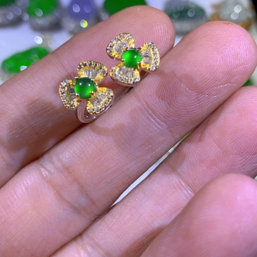 【闪购商品】翡翠挂件银S925镶嵌天然翡翠