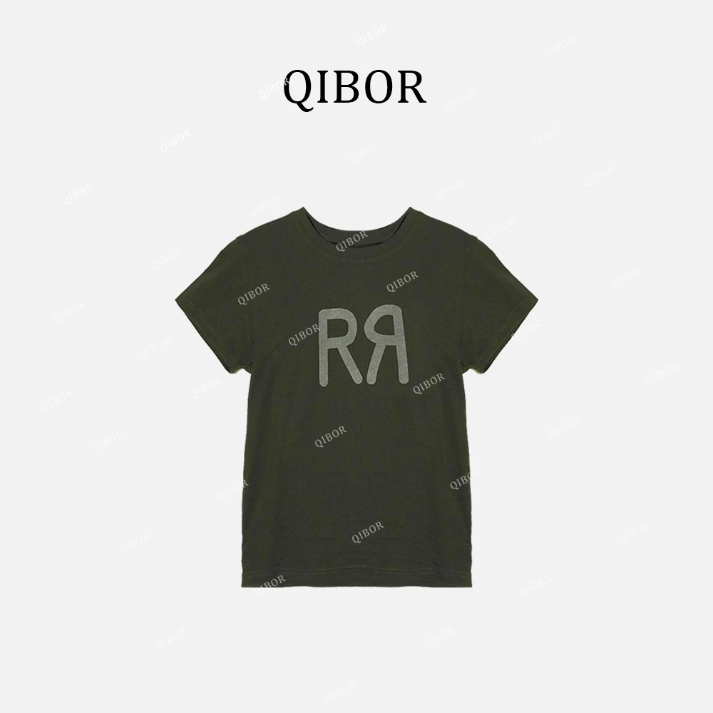 QB【美式经典款】字母R正肩印花纯色全棉短t恤#260002