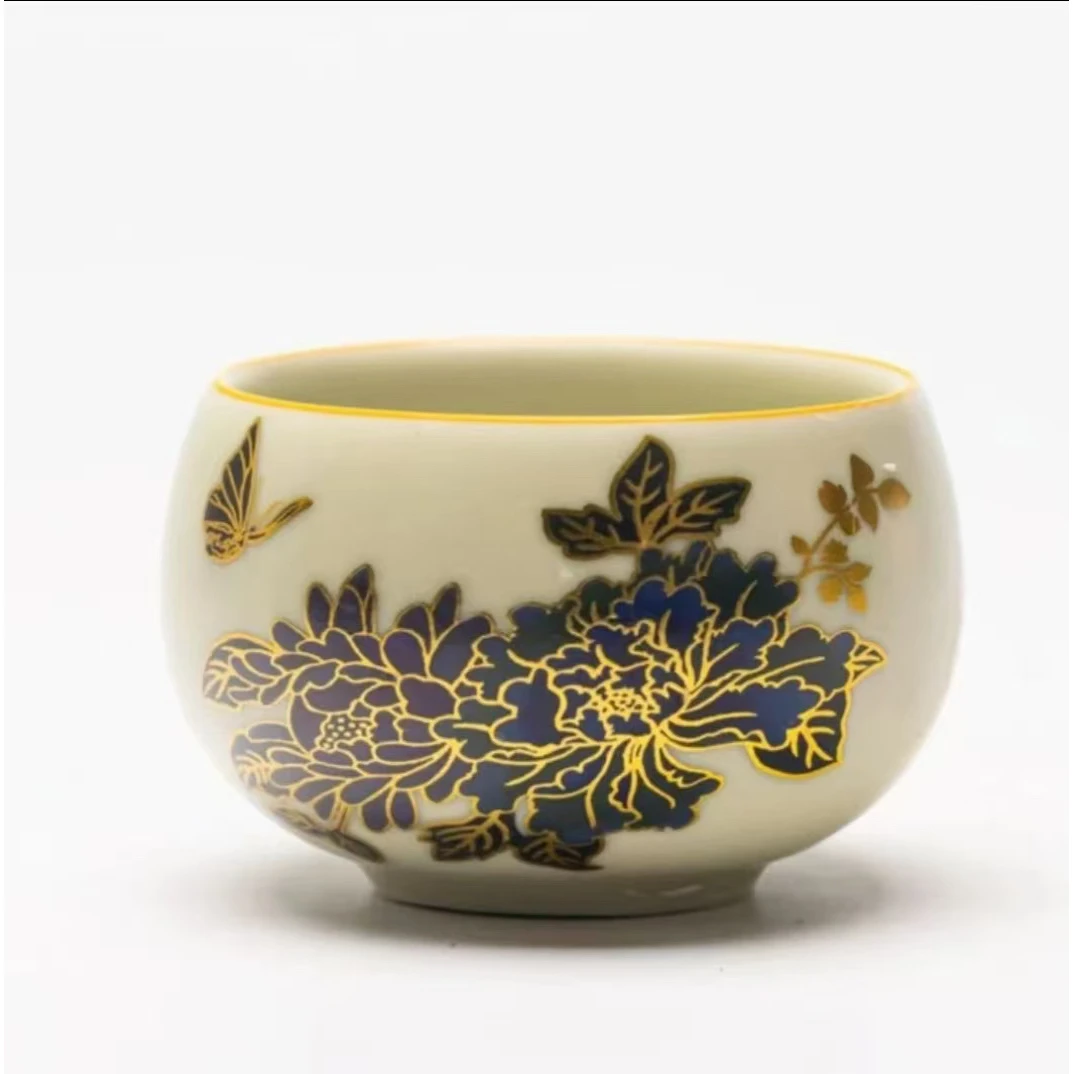 怡山堂汝窑变色蝶恋花禅定杯-ZH564