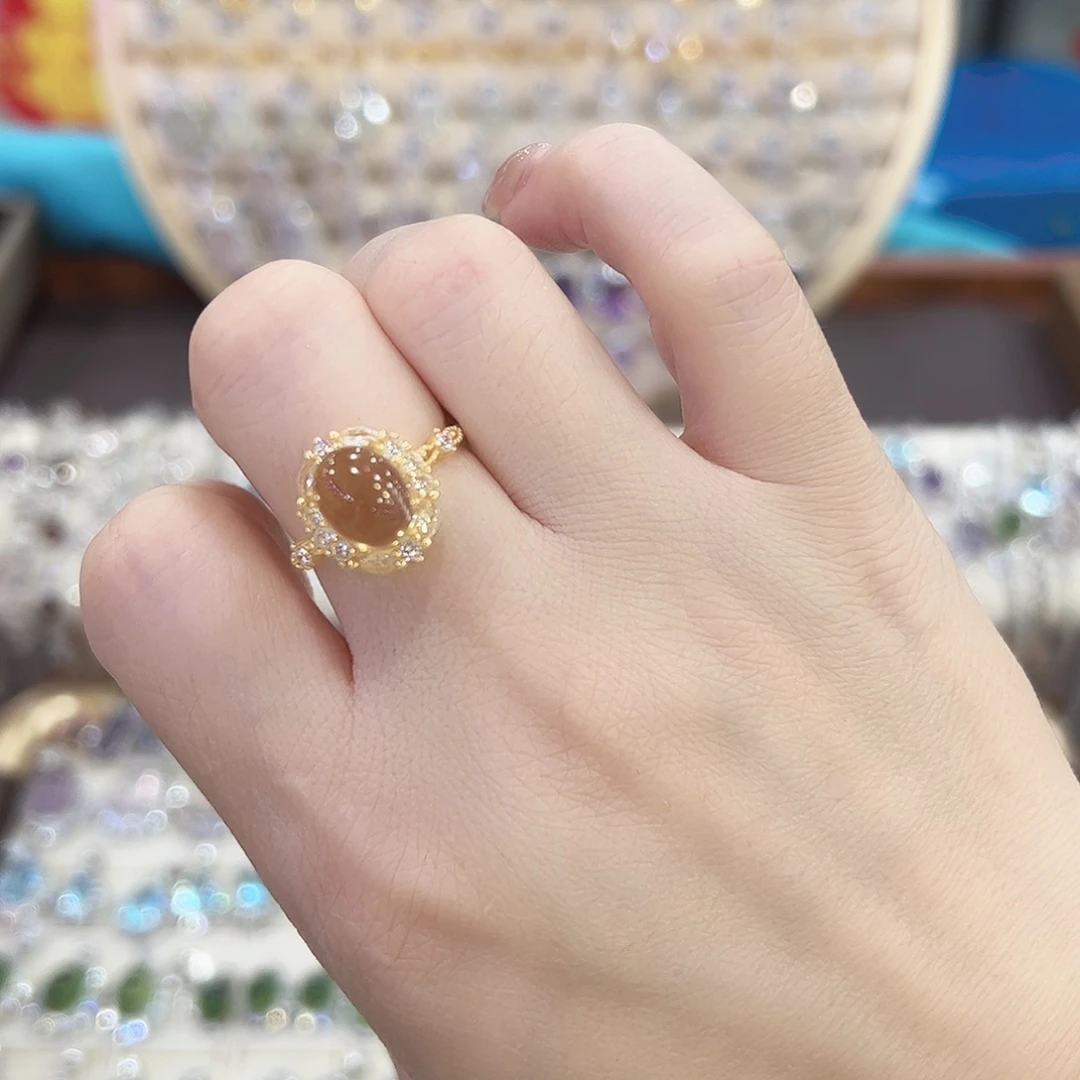 板***气黄晶银S925镶嵌戒指