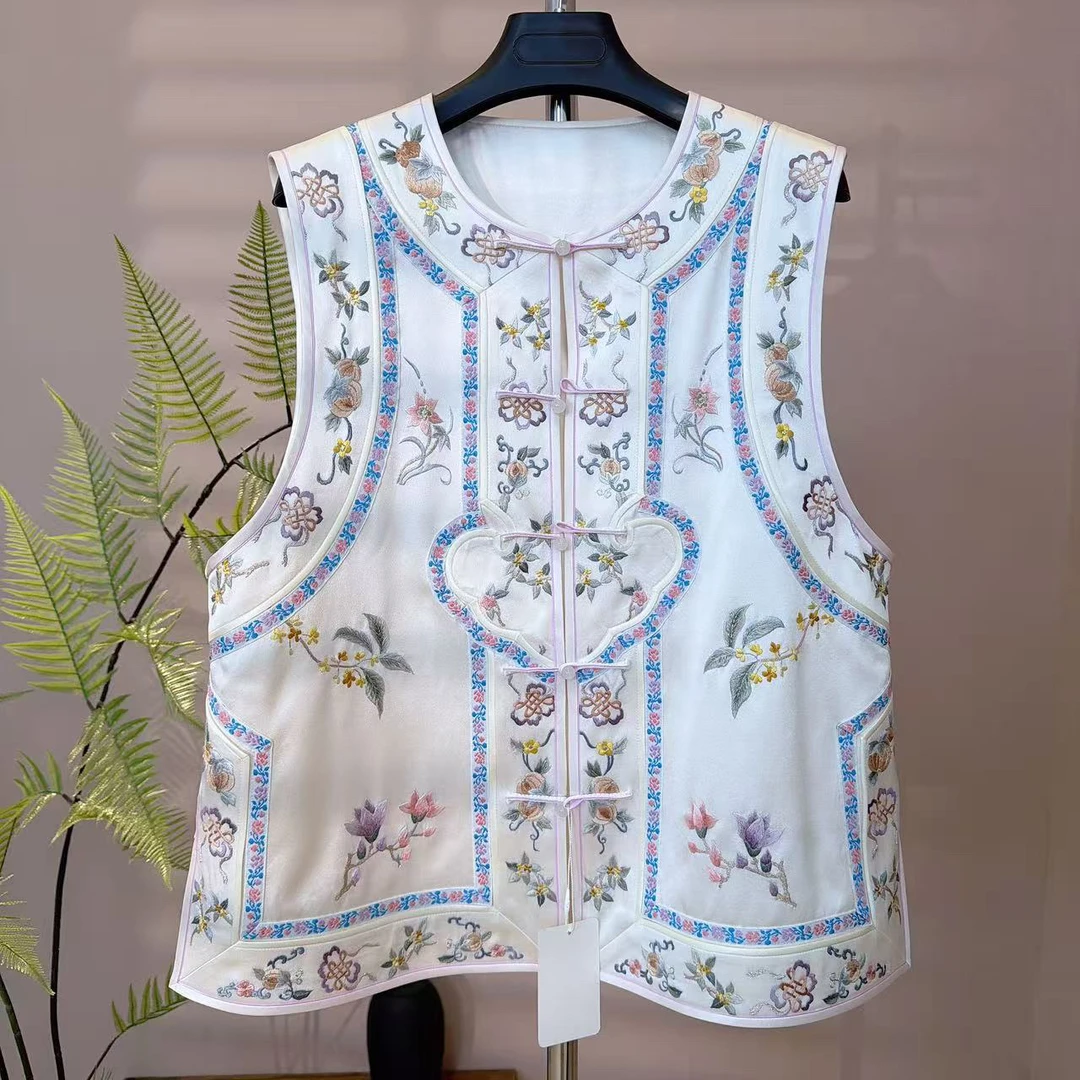 直播间专拍 新中式民族风刺绣工艺马甲手工苏绣