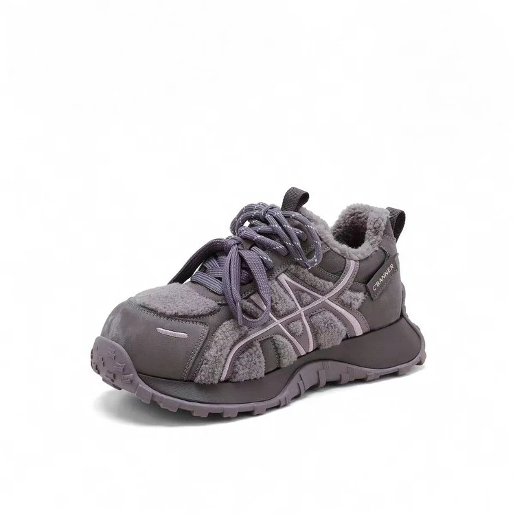 【安静专属】复古设计感毛毛拼接阿甘鞋冬季新款加绒保暖运动休闲鞋