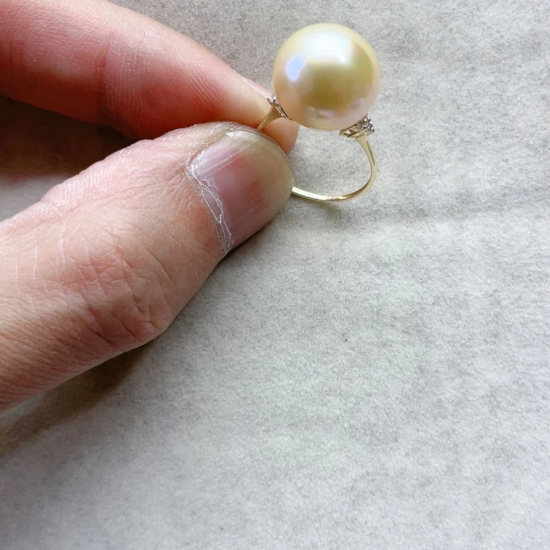 海水珍珠戒指18K金镶嵌