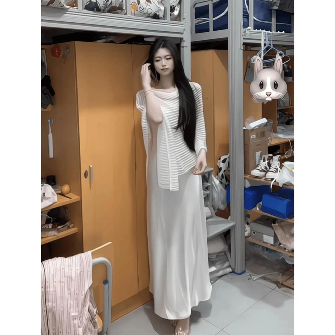 夏日吊带连衣裙女2025新款今年流行潮牌大码胖MM巨好看叠穿长裙子