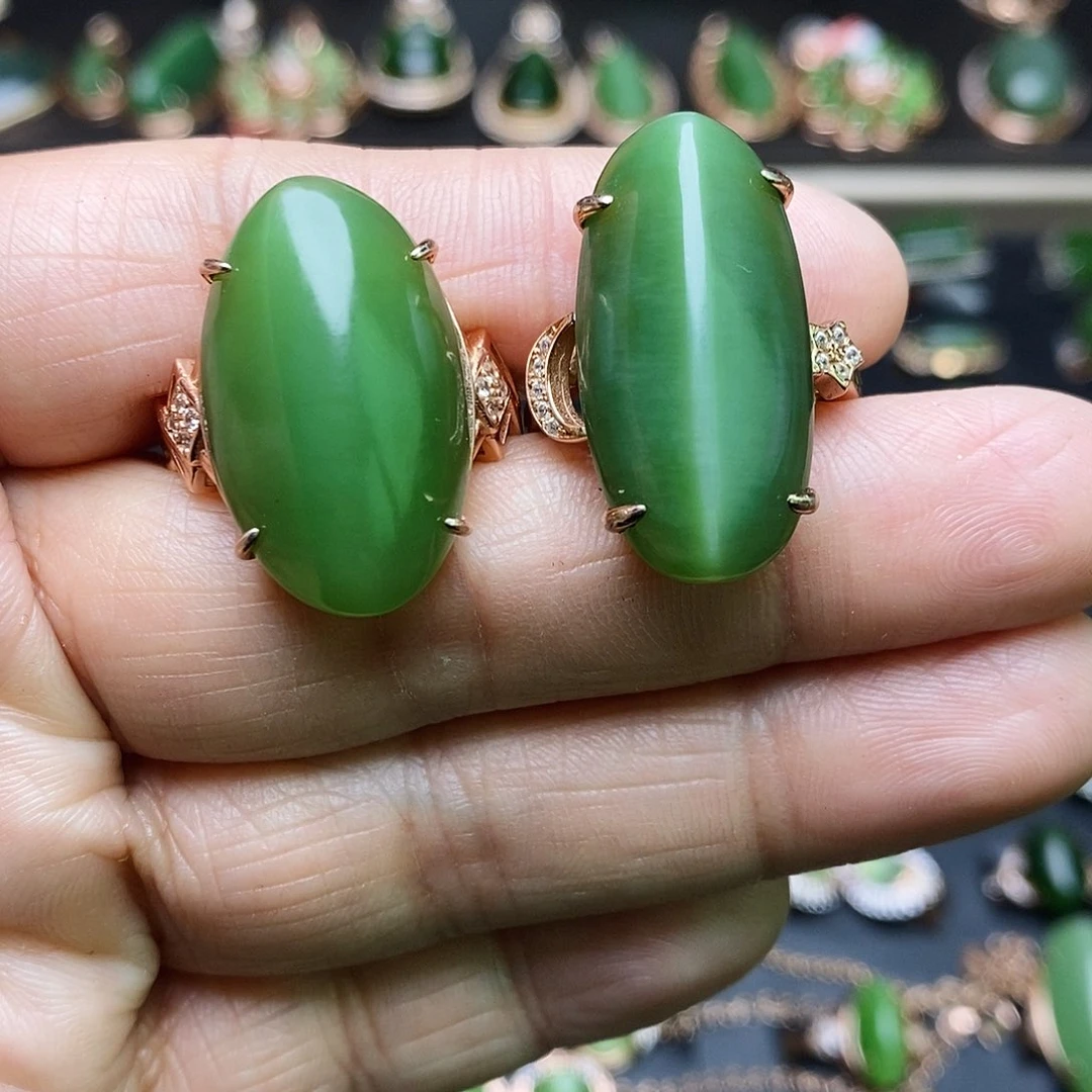 和田玉（碧玉）戒指银S925镶嵌西**姐