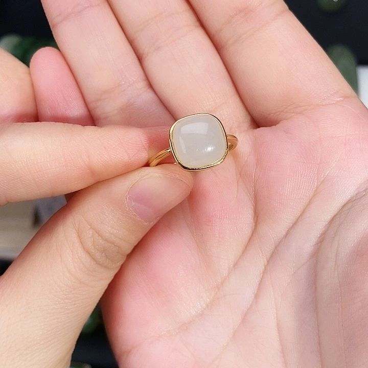 和田玉银S925镶嵌戒指