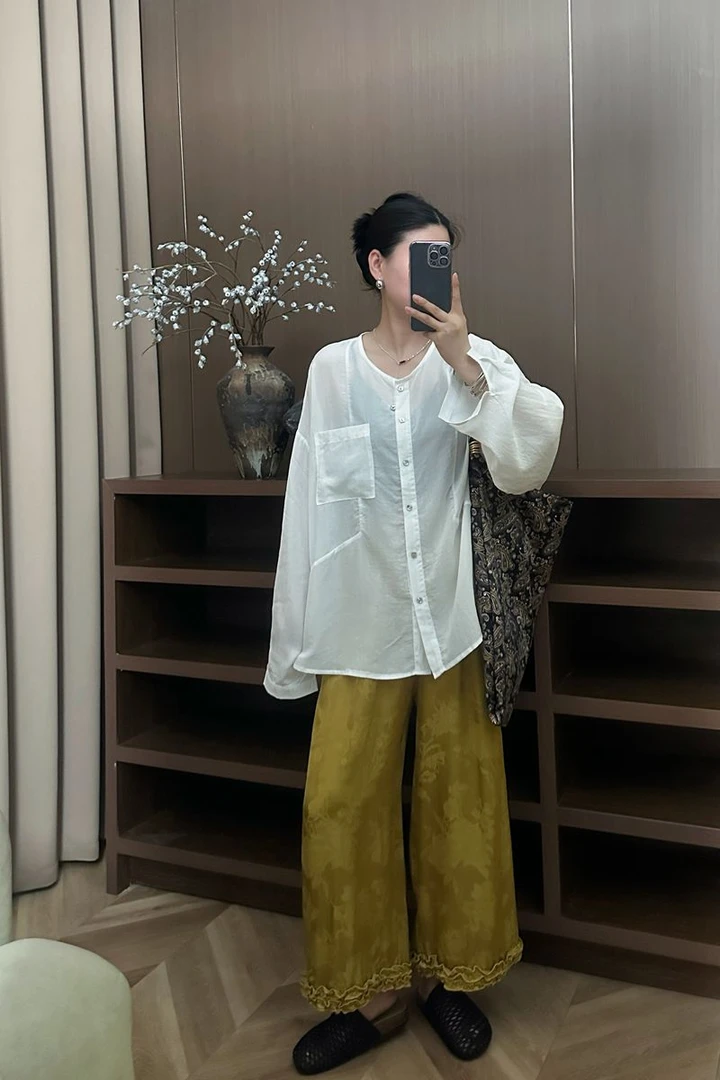 2025新款夏季百搭欧版显瘦大版3颜色衬衫时尚宽松长袖衬衣气质